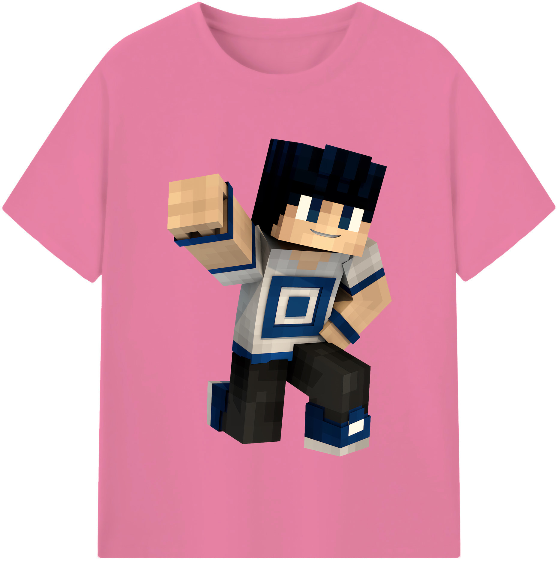 （画像用） マインクラフト ブロックの世界 Minecraft MC Block world 綿100％半袖Tシャツ（フロントプリント）